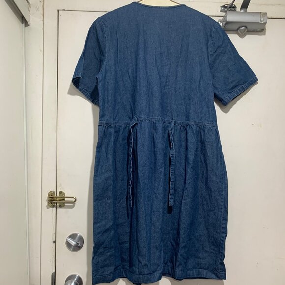 VINTAGE IMAGE DENIM EMBROIDERY DRESSES SIZE L - Picture 3 of 6